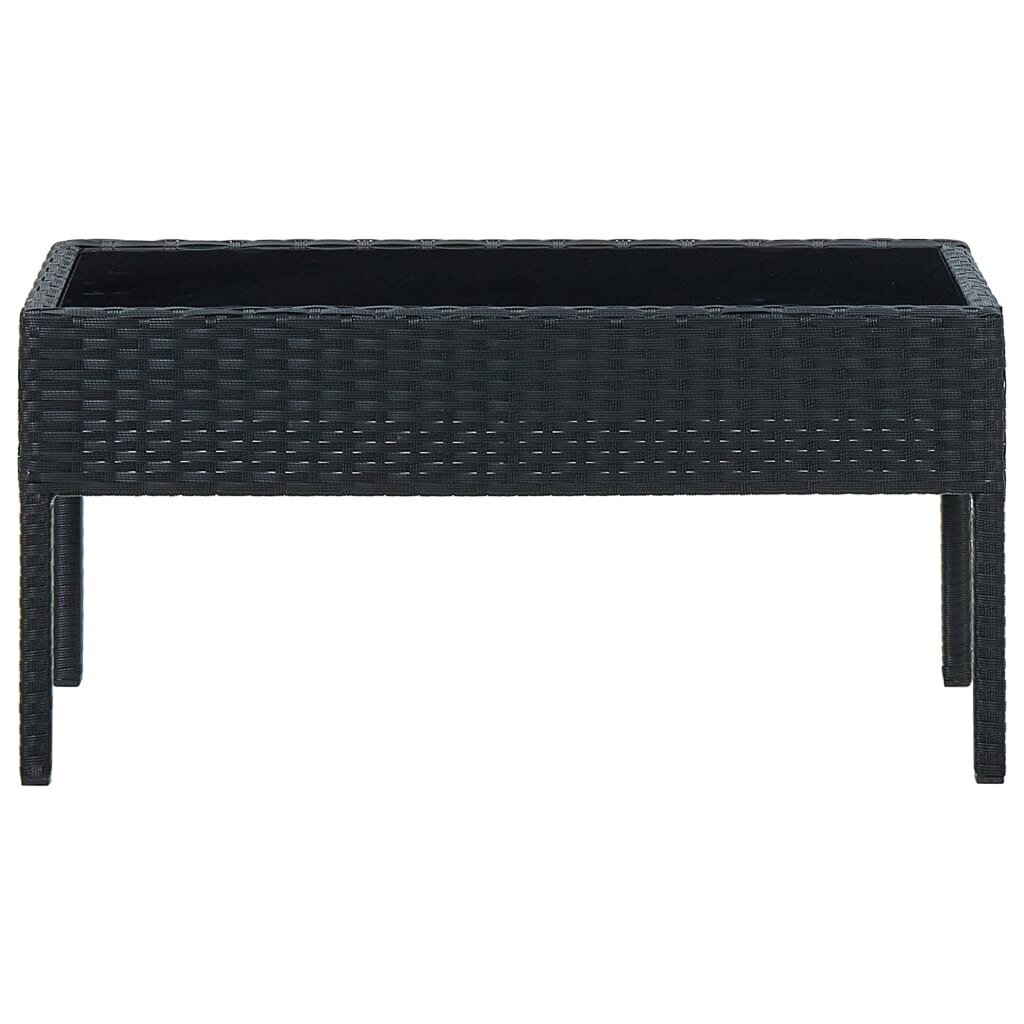 vidaXL Puutarhapöytä musta 75x40x37 cm polyrottinki hinta ja tiedot | Puutarhapöydät | hobbyhall.fi