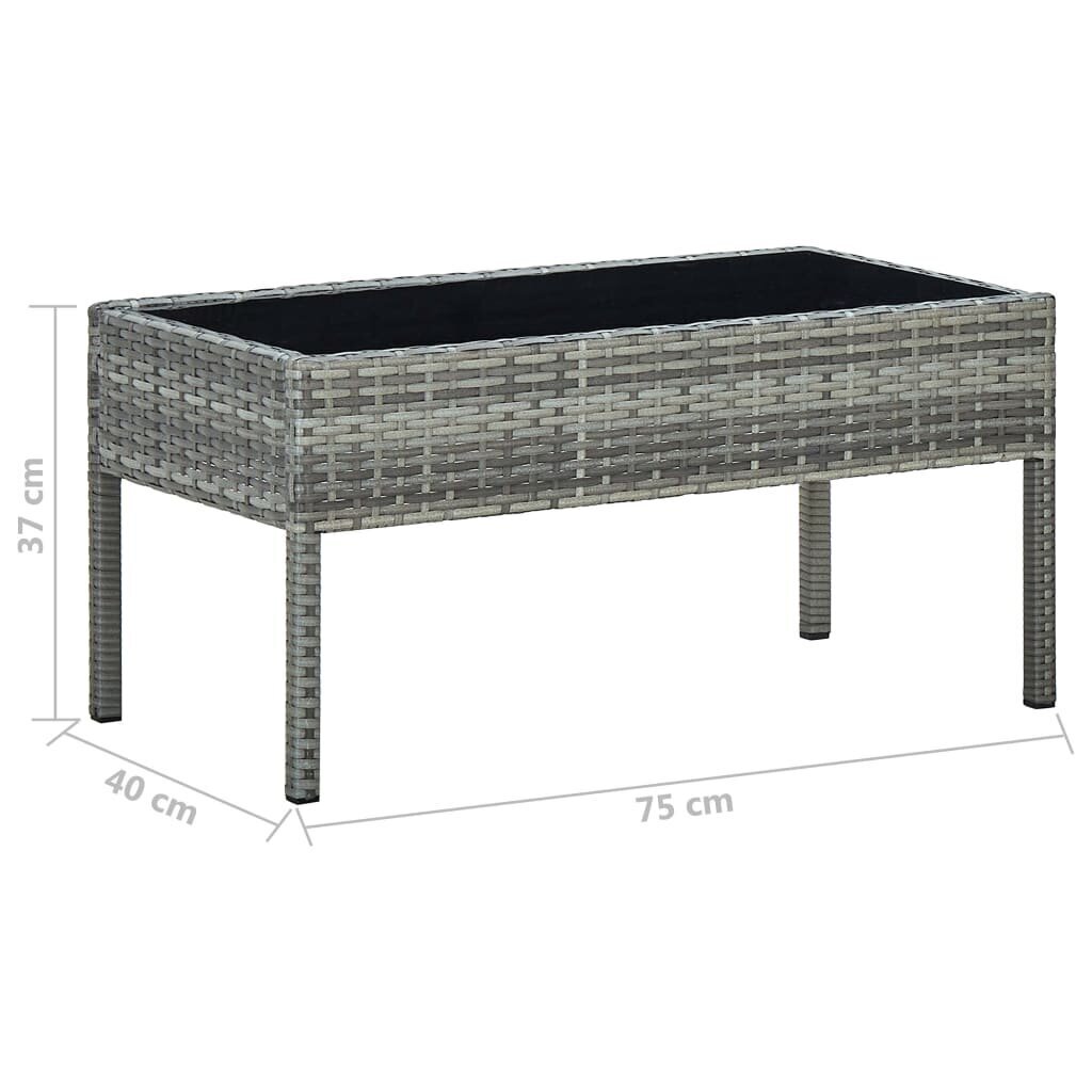 vidaXL Puutarhapöytä harmaa 75x40x37 cm polyrottinki hinta ja tiedot | Puutarhapöydät | hobbyhall.fi