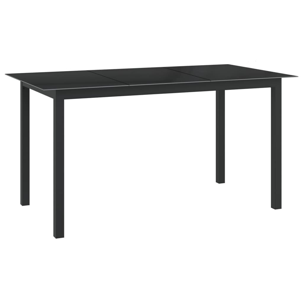 vidaXL Puutarhapöytä musta 150x90x74 cm alumiini ja lasi hinta ja tiedot | Puutarhapöydät | hobbyhall.fi