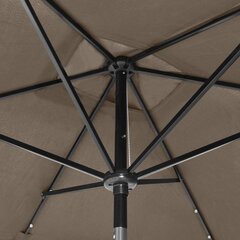 vidaXL Aurinkovarjo LED-valot ja terästanko ruskeanharmaa 2x3 m hinta ja tiedot | Aurinkovarjot ja markiisit | hobbyhall.fi