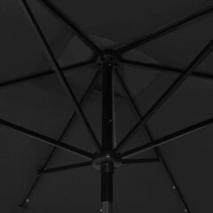 vidaXL Aurinkovarjo LED-valot ja terästanko 2x3 m musta hinta ja tiedot | Aurinkovarjot ja markiisit | hobbyhall.fi