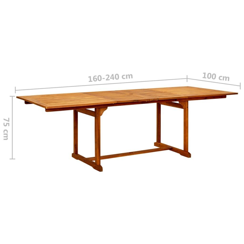 vidaXL Puutarharuokapöytä (160-240)x100x75 cm täysi akaasiapuu hinta ja tiedot | Puutarhapöydät | hobbyhall.fi