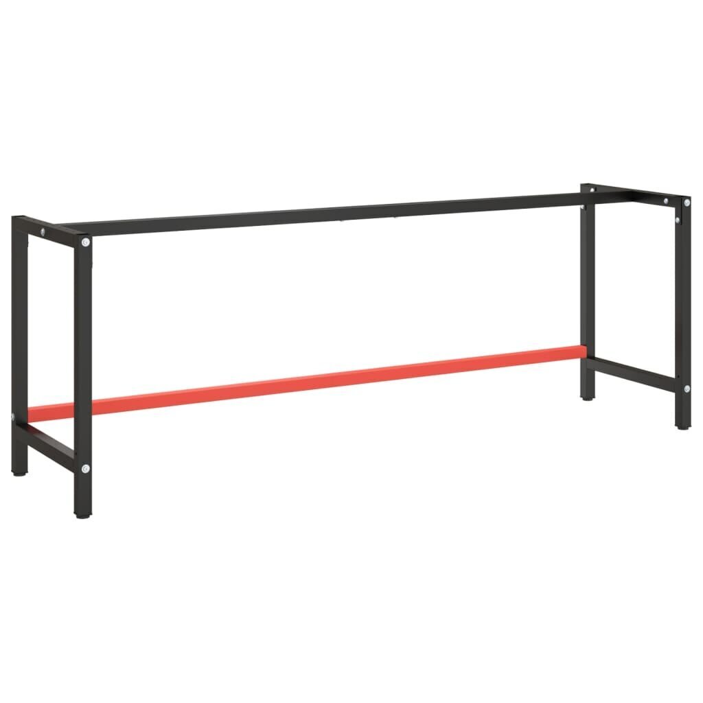 vidaXL Työpenkin runko mattamusta ja -punainen 220x57x79 cm metalli hinta ja tiedot | Jalat huonekaluihin | hobbyhall.fi