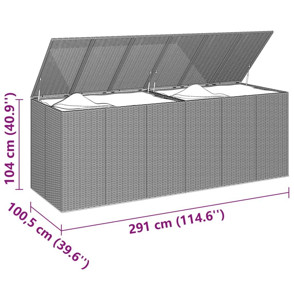 vidaXL Puutarhan säilytyslaatikko PE-rottinki 291x100,5x104 cm musta hinta ja tiedot | Kompostorit ja jäteastiat | hobbyhall.fi