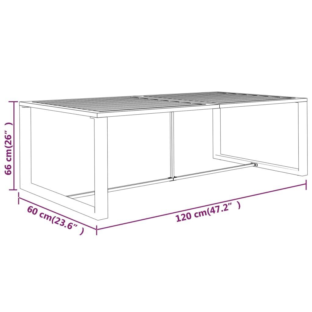 vidaXL Ulkoruokapöytä antrasiitti 120x60x66 cm alumiini hinta ja tiedot | Puutarhapöydät | hobbyhall.fi