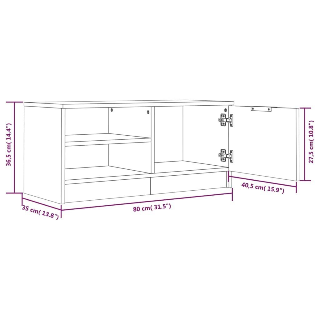 vidaXL TV-taso musta 80x35x36,5 cm tekninen puu hinta ja tiedot | TV-tasot | hobbyhall.fi