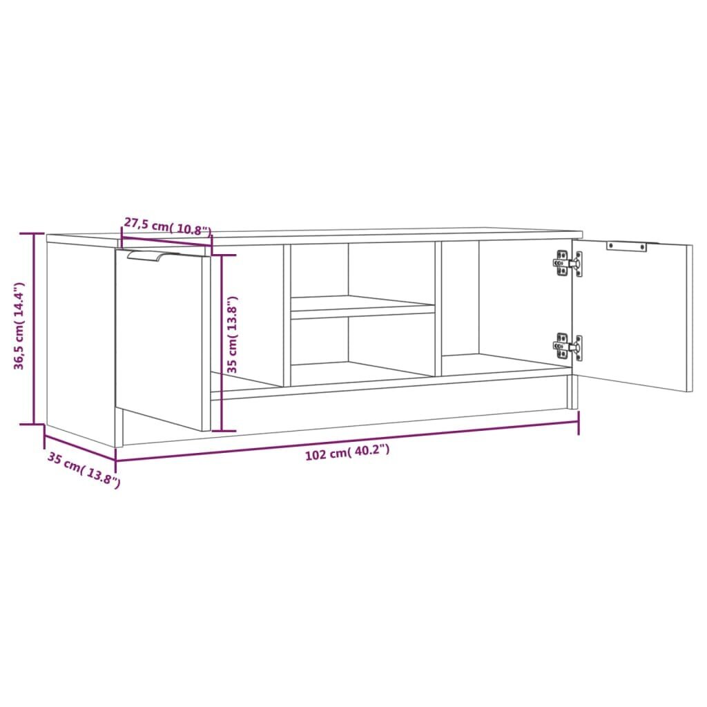 vidaXL TV-taso musta 102x35x36,5 cm tekninen puu hinta ja tiedot | TV-tasot | hobbyhall.fi