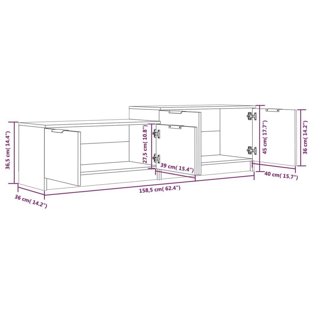 vidaXL TV-taso harmaa Sonoma 158,5x36x45 cm tekninen puu hinta ja tiedot | TV-tasot | hobbyhall.fi