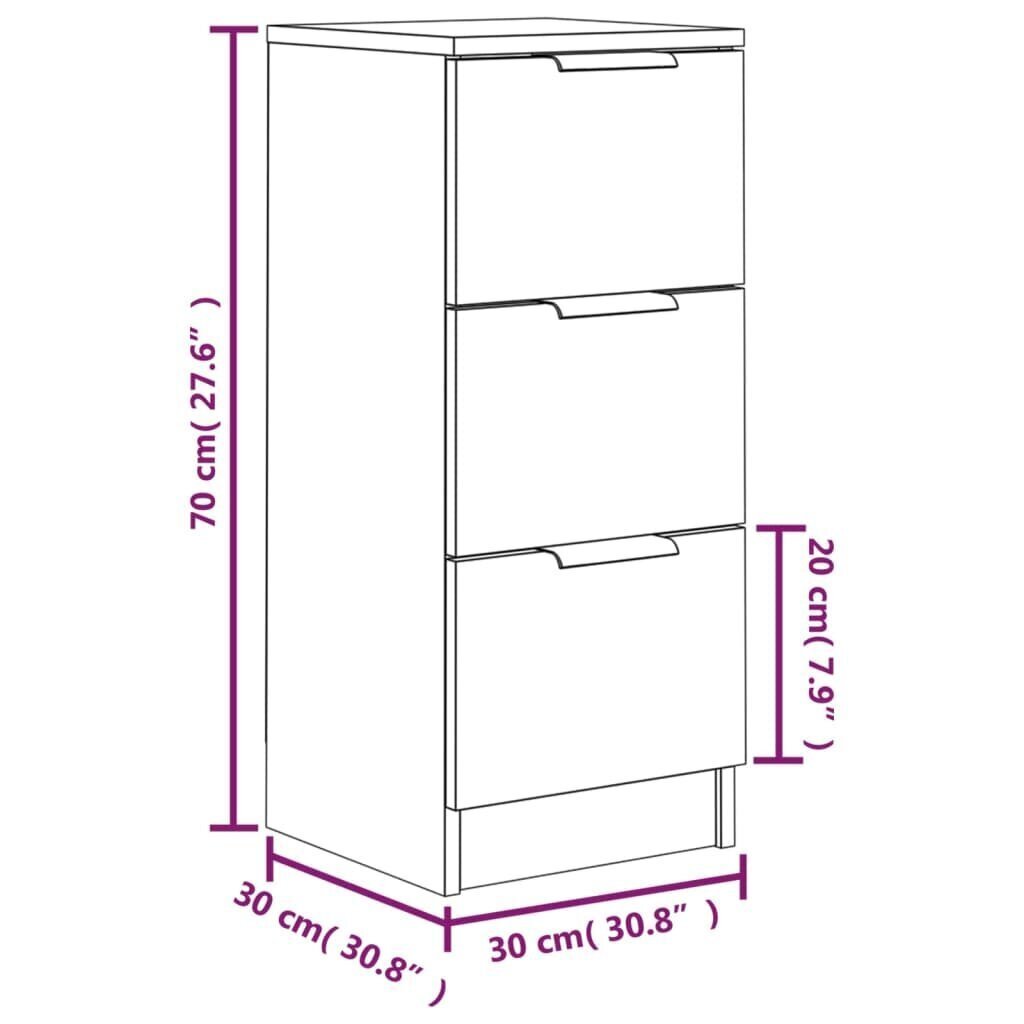 vidaXL Senkit 2 kpl ruskea tammi 30x30x70 cm tekninen puu hinta ja tiedot | Olohuoneen kaapit ja lipastot | hobbyhall.fi