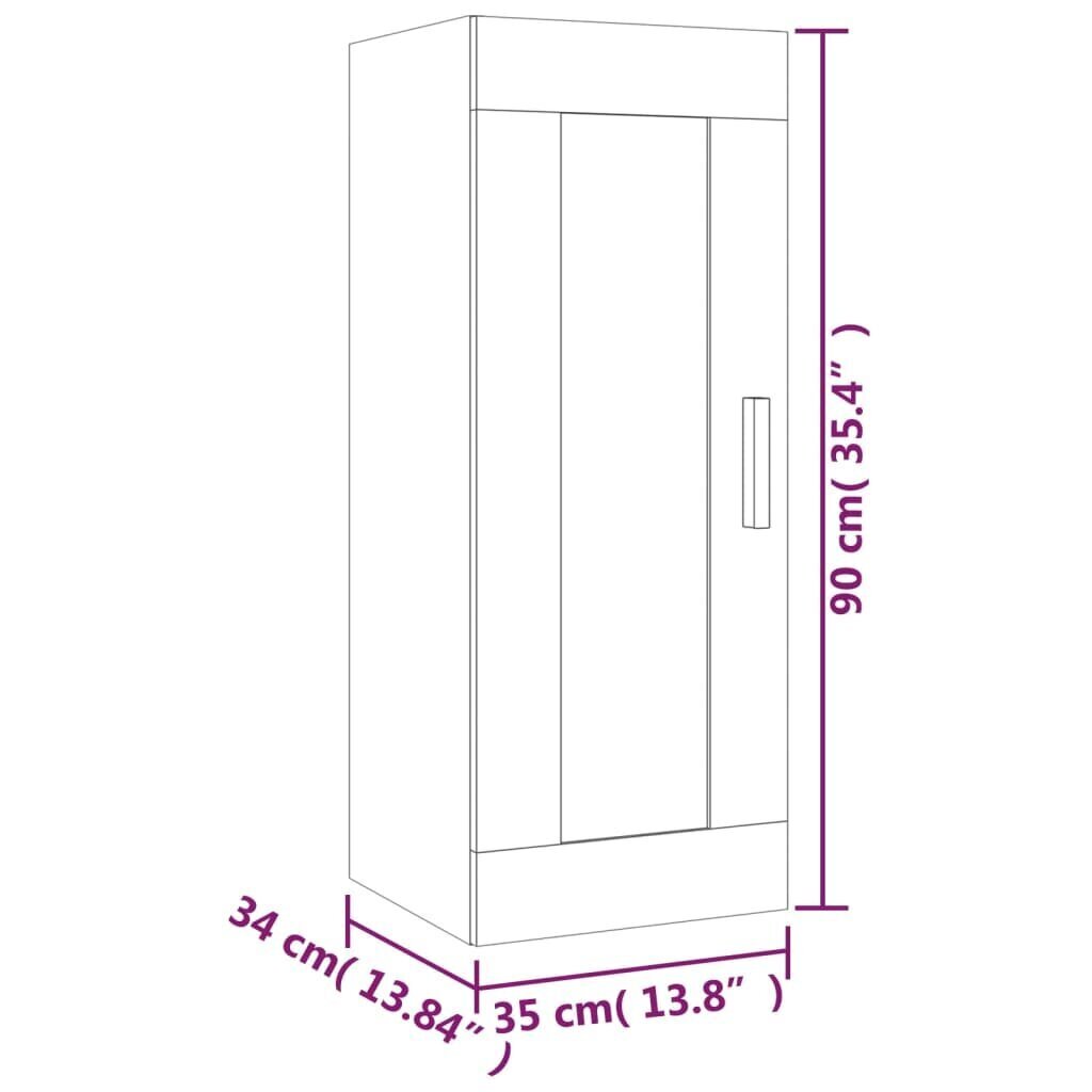 vidaXL Seinäkaappi harmaa Sonoma 35x34x90 cm tekninen puu hinta ja tiedot | Olohuoneen kaapit ja lipastot | hobbyhall.fi