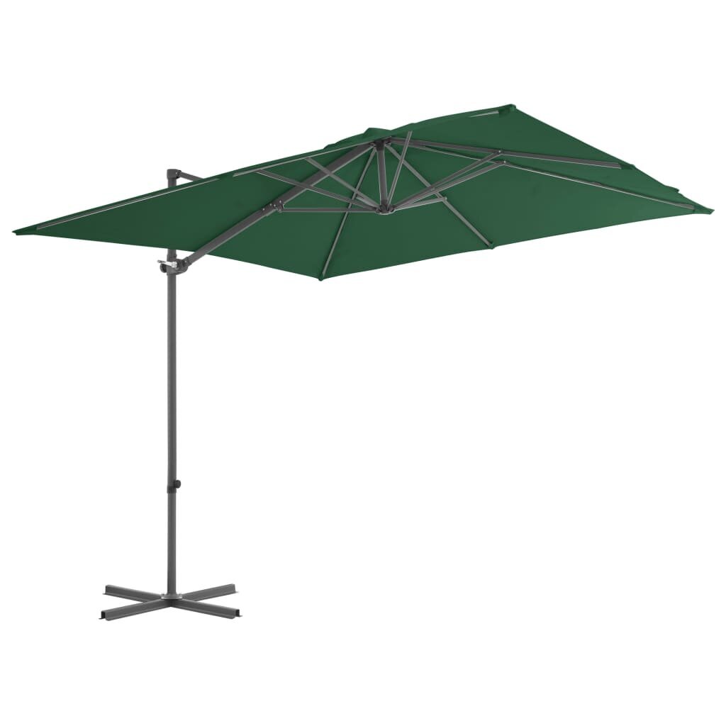 vidaXL Riippuva aurinkovarjo teräspylväällä 250x250 cm vihreä hinta ja tiedot | Aurinkovarjot ja markiisit | hobbyhall.fi