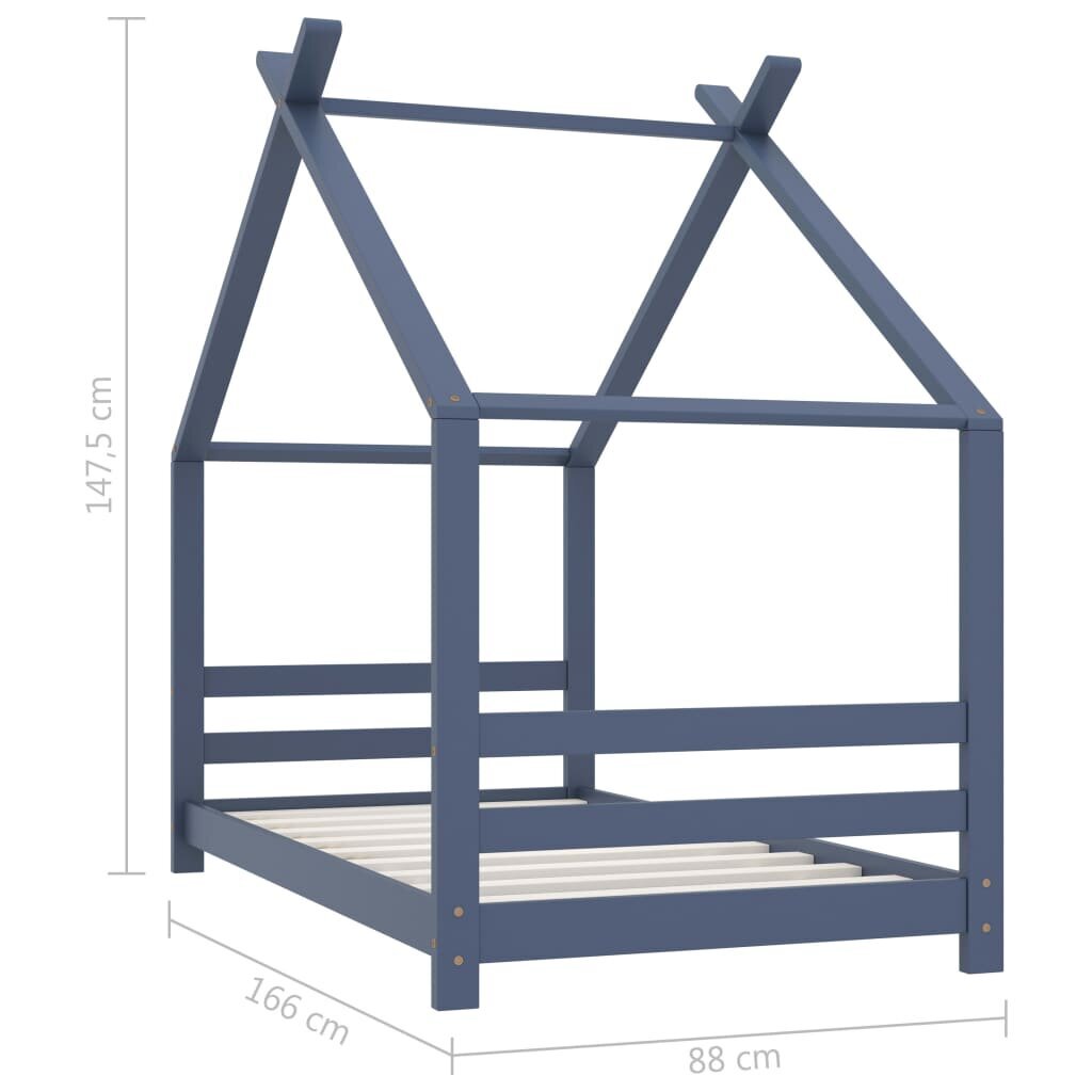 vidaXL Lasten sängynrunko harmaa täysi mänty 80x160 cm hinta ja tiedot | Lastensängyt | hobbyhall.fi