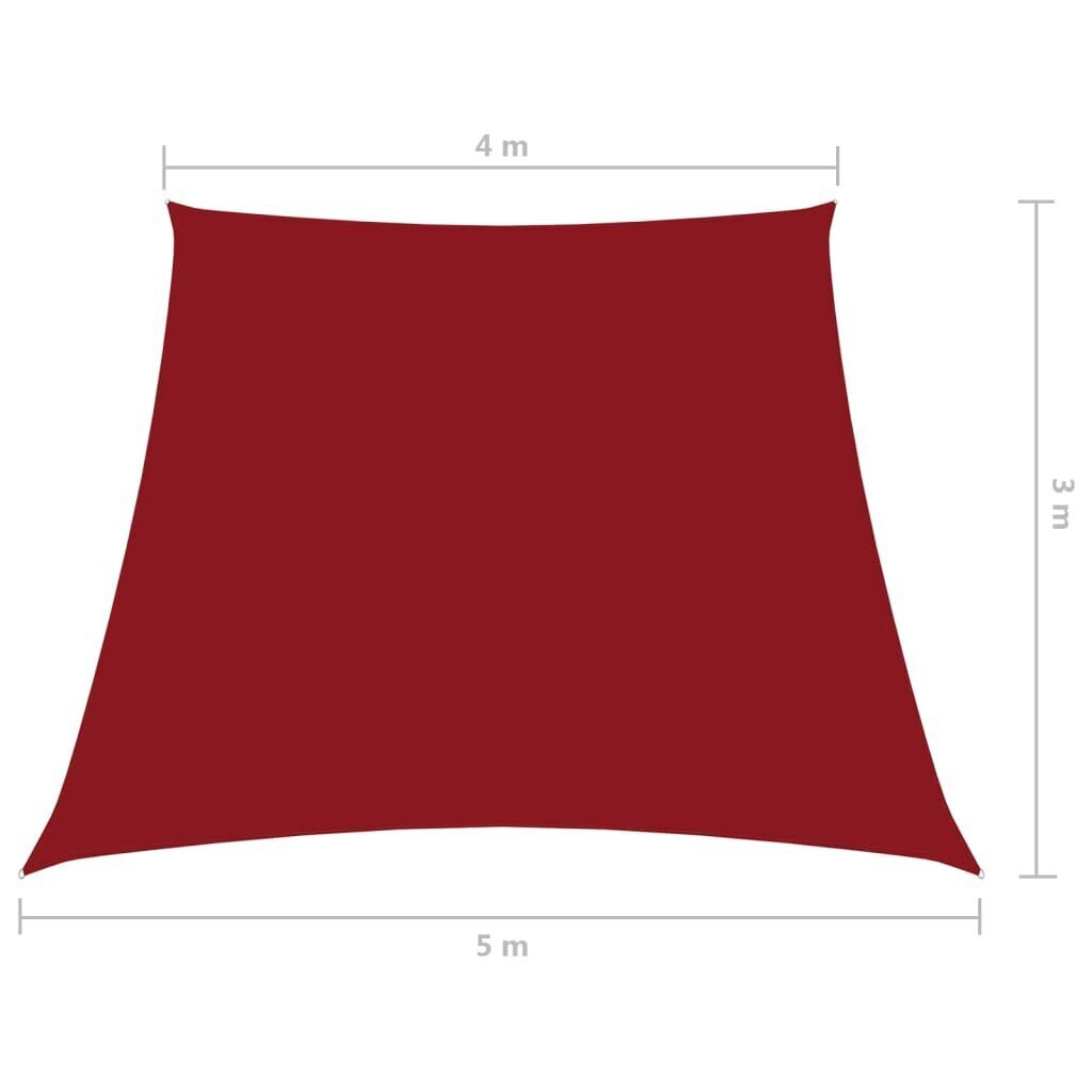 vidaXL Aurinkopurje Oxford-kangas puolisuunnikas 3/5x4 m punainen hinta ja tiedot | Aurinkovarjot ja markiisit | hobbyhall.fi