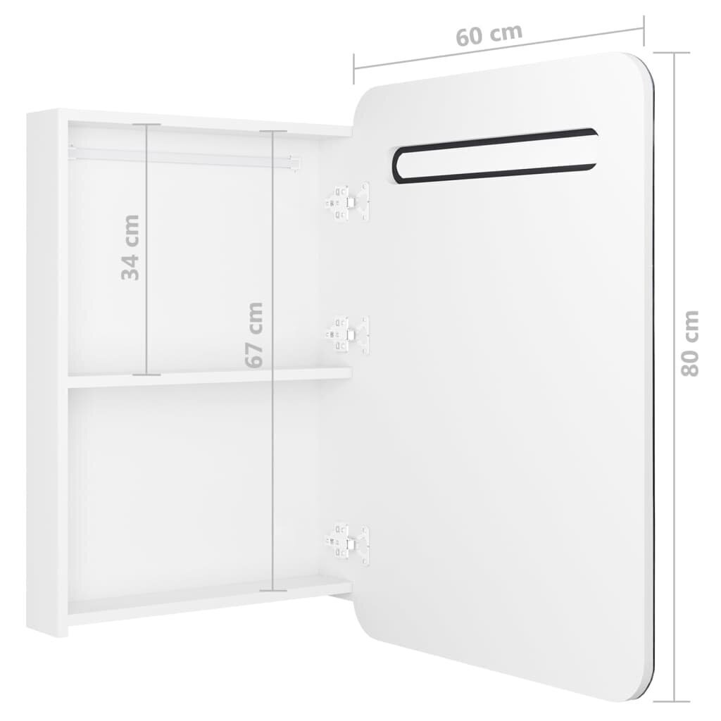 vidaXL LED kylpyhuoneen peilikaappi kiiltävä valkoinen 60x11x80 cm hinta ja tiedot | Kylpyhuonekaapit | hobbyhall.fi