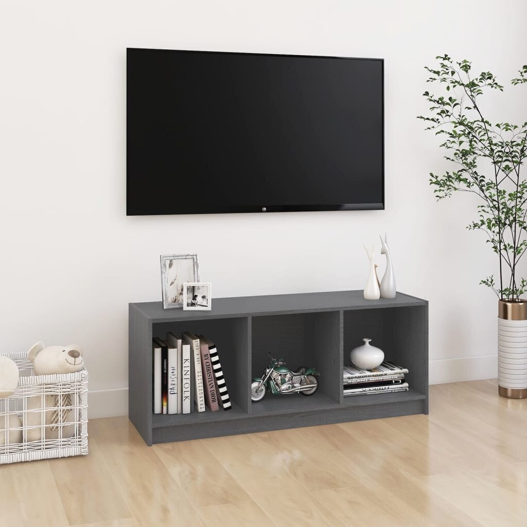 vidaXL TV-taso harmaa 104x33x41 cm täysi mänty hinta ja tiedot | TV-tasot | hobbyhall.fi