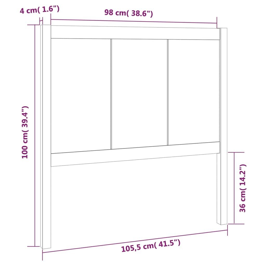 vidaXL Sängynpääty 105,5x4x100 cm täysi mänty hinta ja tiedot | Sängyt | hobbyhall.fi