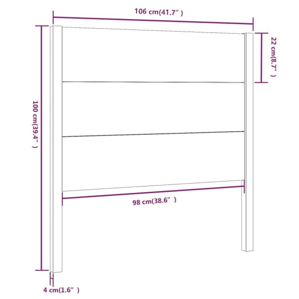 vidaXL Sängynpääty valkoinen 106x4x100 cm täysi mänty hinta ja tiedot | Sängyt | hobbyhall.fi