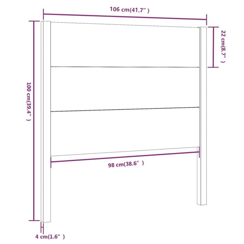 vidaXL Sängynpääty hunajanruskea 106x4x100 cm täysi mänty hinta ja tiedot | Sängyt | hobbyhall.fi