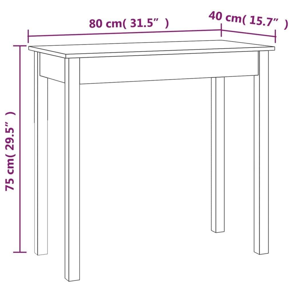 vidaXL Konsolipöytä 80x40x75 cm täysi mänty hinta ja tiedot | Sivupöydät | hobbyhall.fi