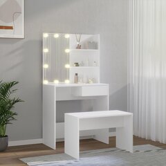 vidaXL Meikkipöytäsarja LED-valoilla valkoinen tekninen puu hinta ja tiedot | Peilipöydät | hobbyhall.fi