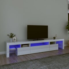 vidaXL TV-taso LED-valoilla korkeakiilto valkoinen 215x36,5x40 cm hinta ja tiedot | TV-tasot | hobbyhall.fi