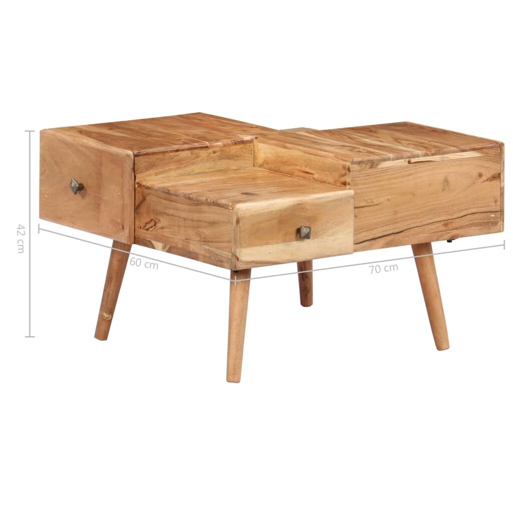 vidaXL Sohvapöytä 70x60x42 cm täysi akaasiapuu hinta ja tiedot | Sohvapöydät | hobbyhall.fi