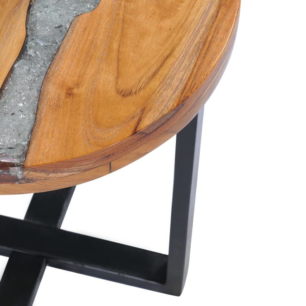 vidaXL Sohvapöytä 40x45 cm täysi tiikki ja polyesterihartsi hinta ja tiedot | Sohvapöydät | hobbyhall.fi