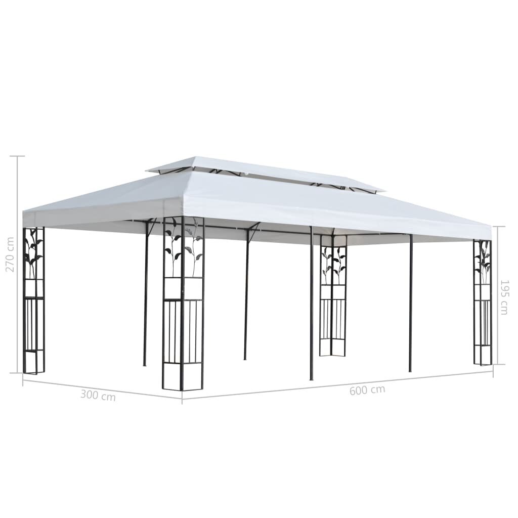 vidaXL Huvimaja 3x6 m valkoinen hinta ja tiedot | Puutarhapaviljongit | hobbyhall.fi