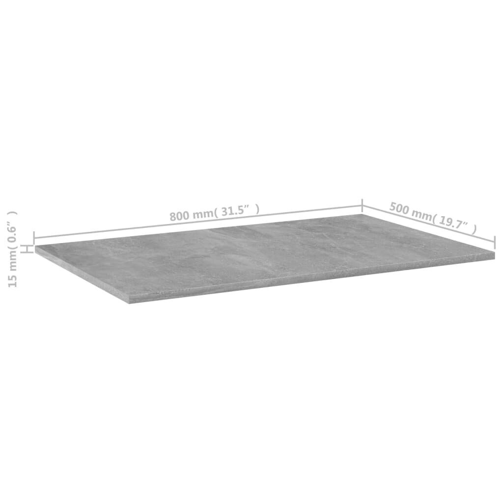 vidaXL Kirjahyllytasot 4 kpl betoninharmaa 80x50x1,5 cm lastulevy hinta ja tiedot | Hyllyt | hobbyhall.fi