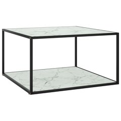 vidaXL Sohvapöytä musta valkoisella marmorilasilla 90x90x50 cm hinta ja tiedot | Sohvapöydät | hobbyhall.fi