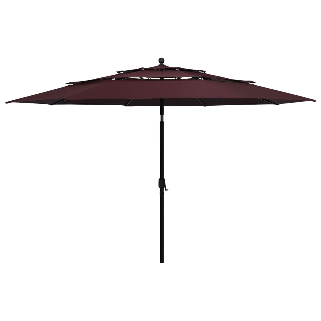 vidaXL 3-tasoinen aurinkovarjo alumiinitanko viininpunainen 3,5 m hinta ja tiedot | Aurinkovarjot ja markiisit | hobbyhall.fi