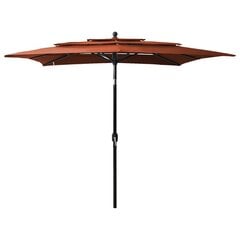 vidaXL 3-tasoinen aurinkovarjo alumiinitanko terrakotta 2,5x2,5 m hinta ja tiedot | Aurinkovarjot ja markiisit | hobbyhall.fi