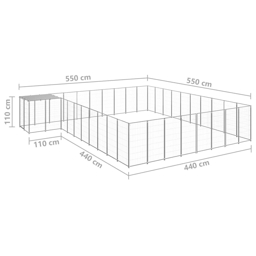 vidaXL Koiranhäkki hopea 25,41 m² teräs hinta ja tiedot | Kuljetushäkit ja kuljetuslaatikot | hobbyhall.fi