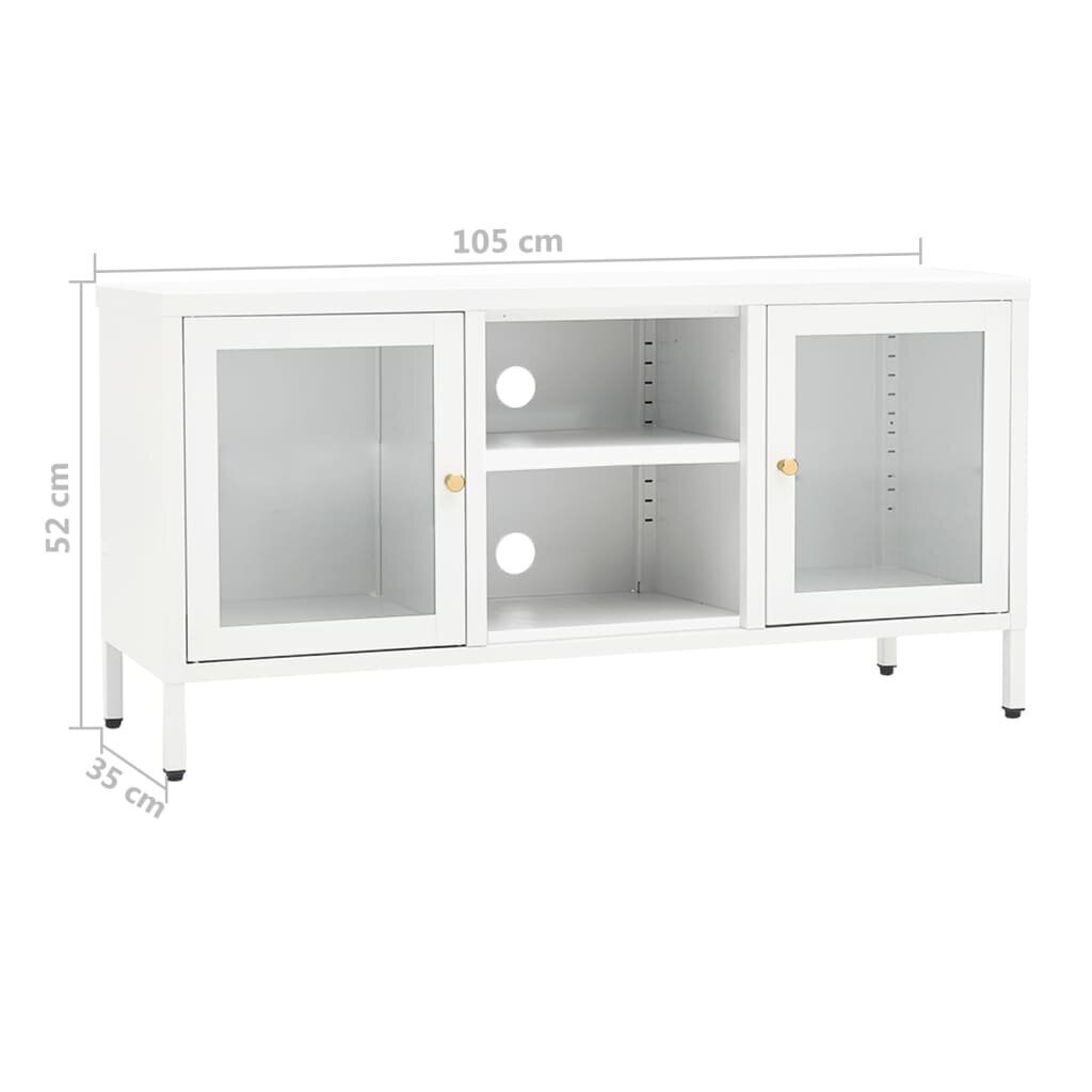 vidaXL TV-taso valkoinen 105x35x52 cm teräs ja lasi hinta ja tiedot | TV-tasot | hobbyhall.fi