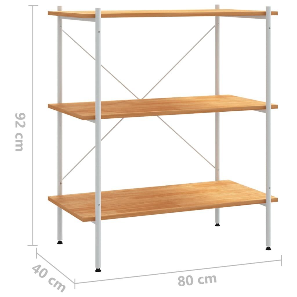 vidaXL 3-kerroksinen Hyllykkö valkoinen ja tammi 80x40x92 cm hinta ja tiedot | Hyllyt | hobbyhall.fi