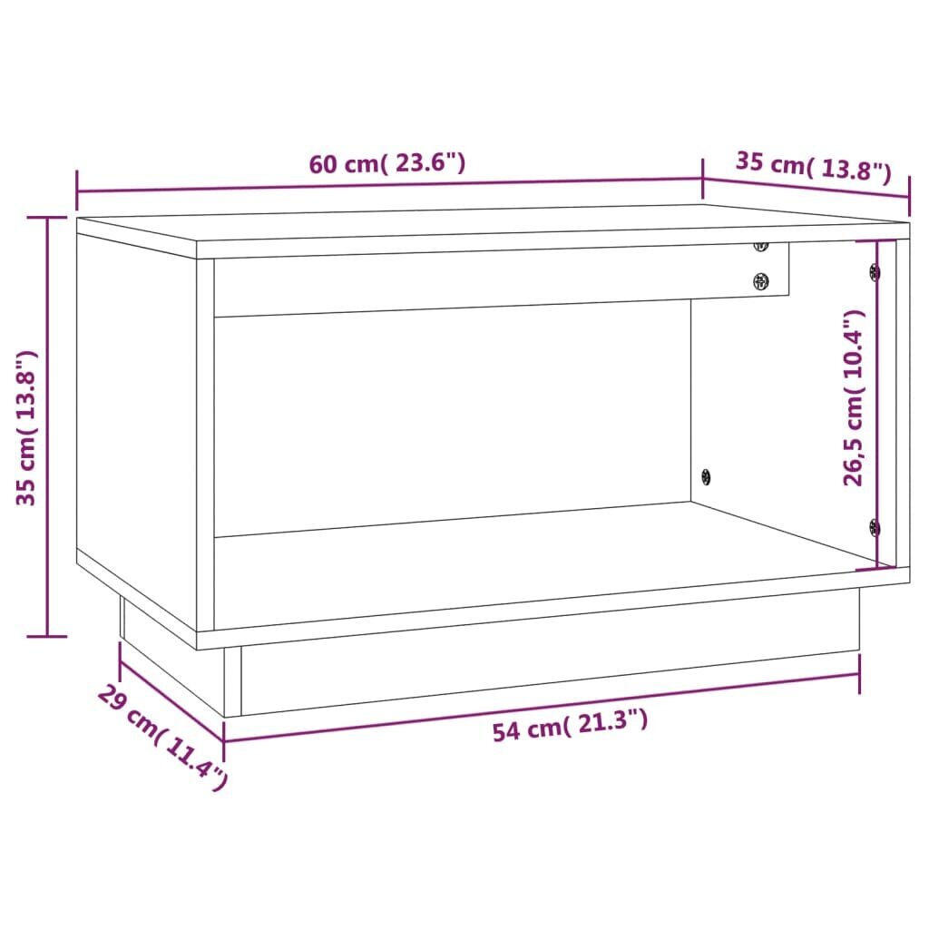 vidaXL TV-taso harmaa 60x35x35 cm täysi mänty hinta ja tiedot | TV-tasot | hobbyhall.fi