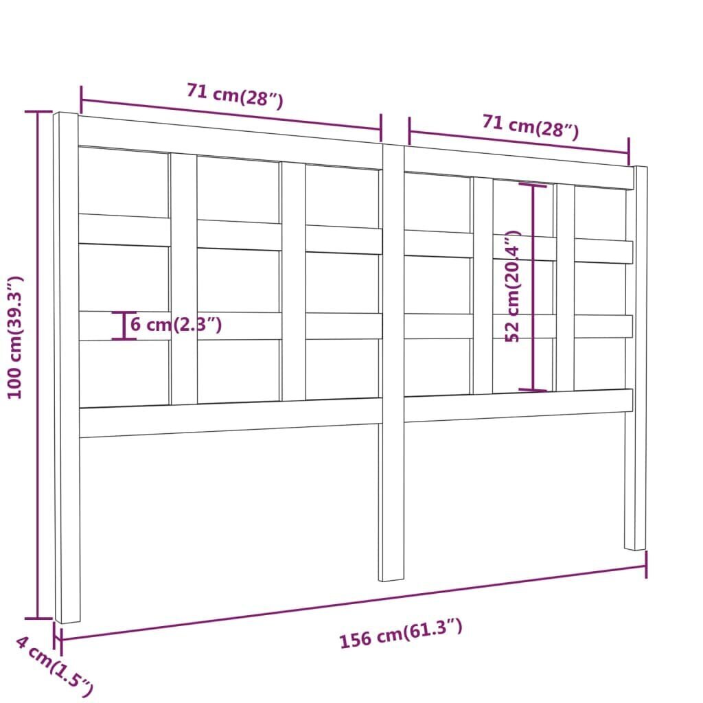 vidaXL Sängynpääty harmaa 156x4x100 cm täysi mänty hinta ja tiedot | Sängyt | hobbyhall.fi