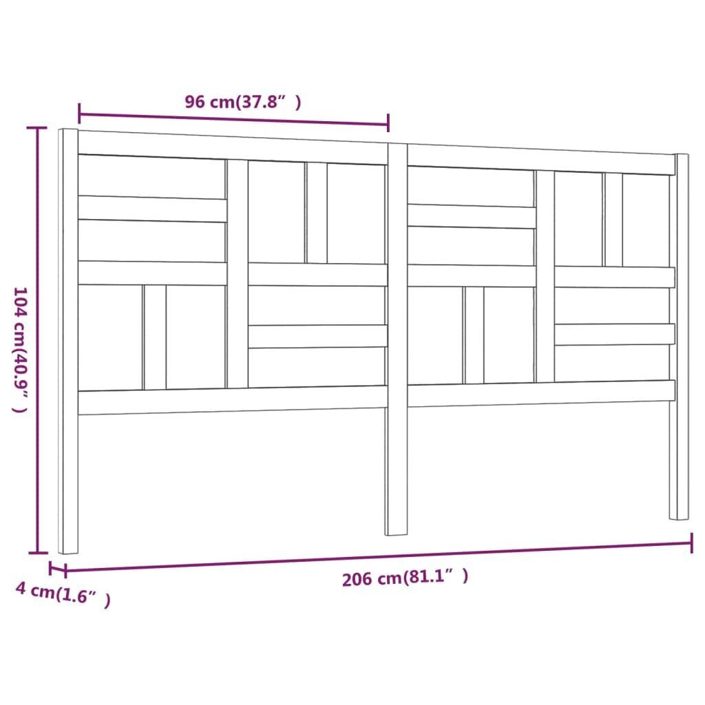 vidaXL Sängynpääty musta 206x4x104 cm täysi mänty hinta ja tiedot | Sängyt | hobbyhall.fi