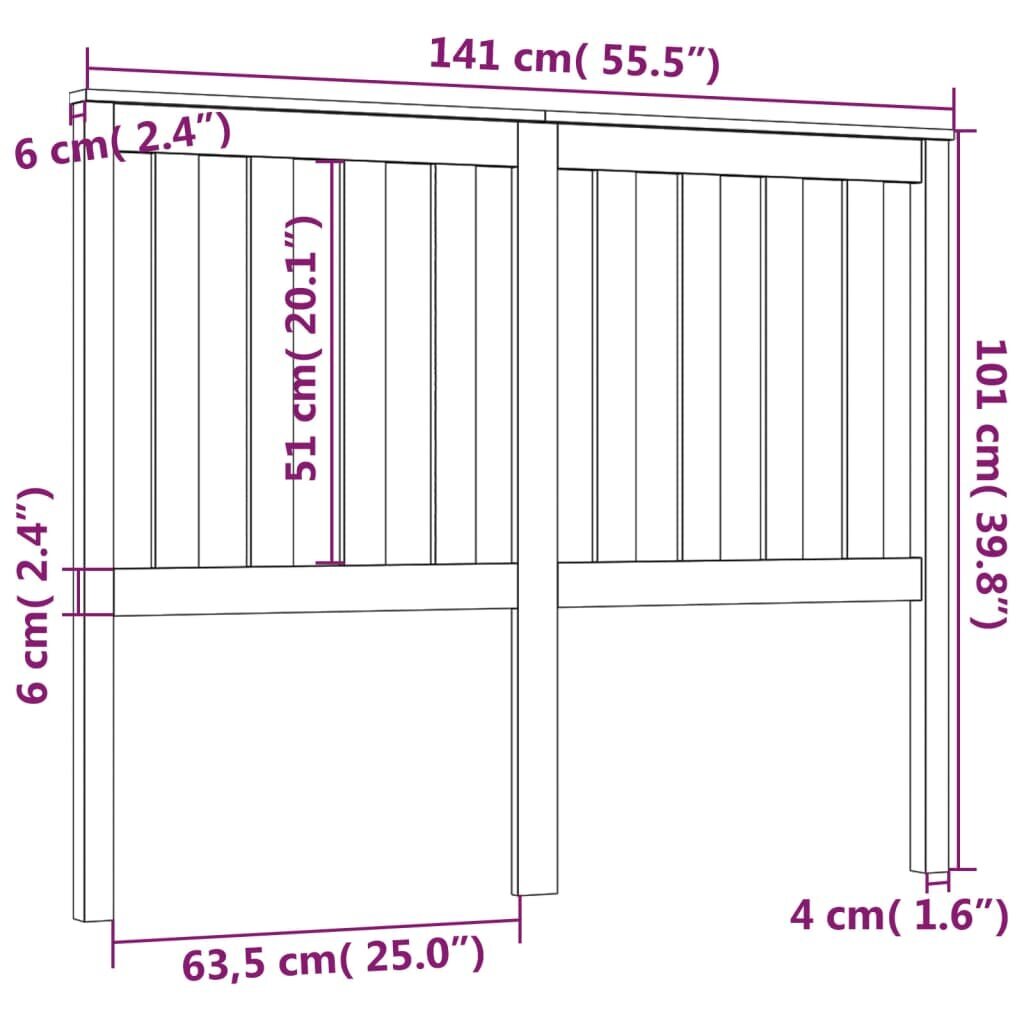 vidaXL Sängynpääty 141x6x101 cm täysi mänty hinta ja tiedot | Sängyt | hobbyhall.fi