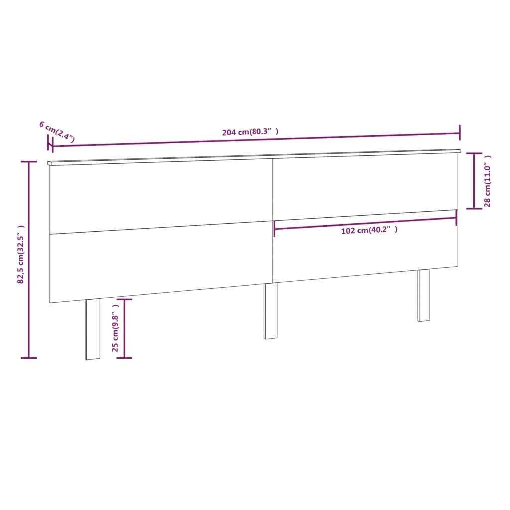 vidaXL Sängynpääty musta 204x6x82,5 cm täysi mänty hinta ja tiedot | Sängyt | hobbyhall.fi