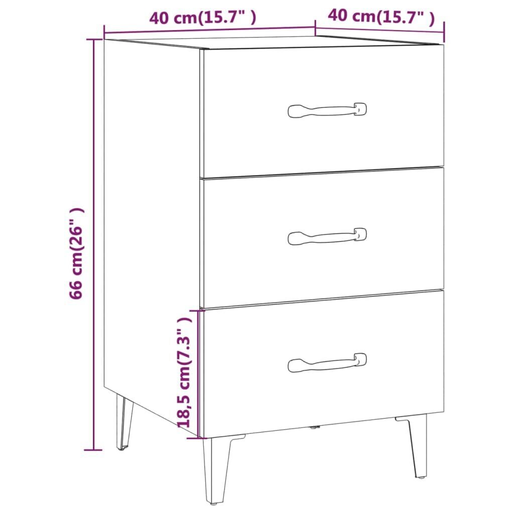 vidaXL Yöpöytä Sonoma-tammi 40x40x66 cm tekninen puu hinta ja tiedot | Yöpöydät | hobbyhall.fi