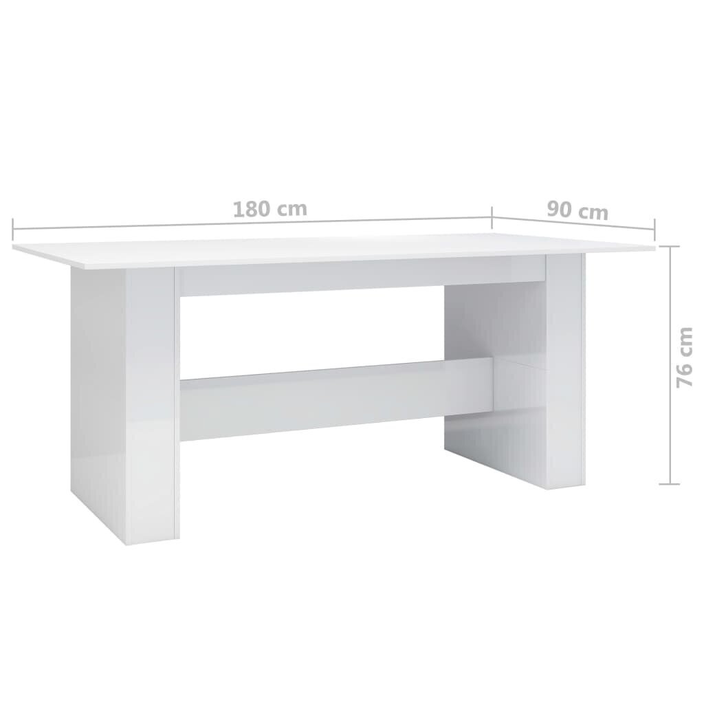 vidaXL Ruokapöytä korkeakiilto valkoinen 180x90x76 cm lastulevy hinta ja tiedot | Ruokapöydät | hobbyhall.fi