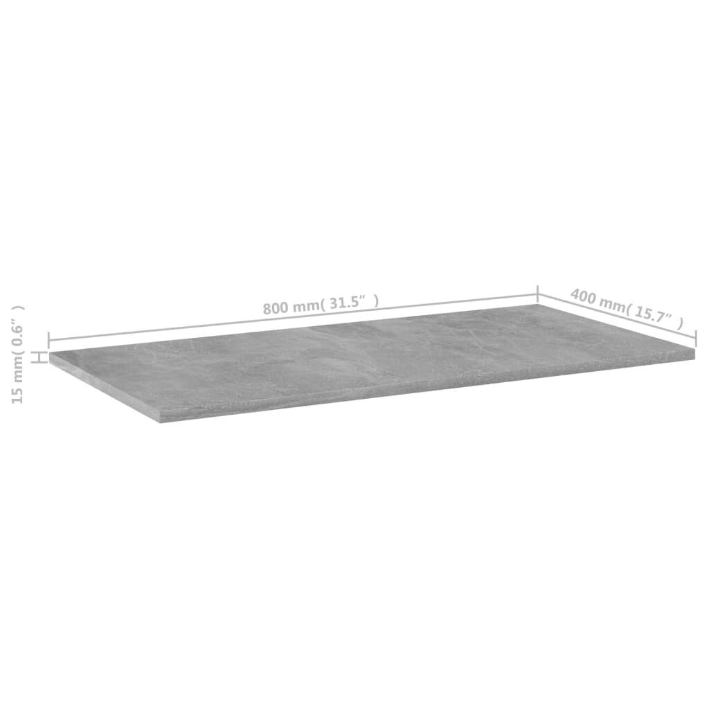 vidaXL Kirjahyllytasot 4 kpl betoninharmaa 80x40x1,5 cm lastulevy hinta ja tiedot | Hyllyt | hobbyhall.fi