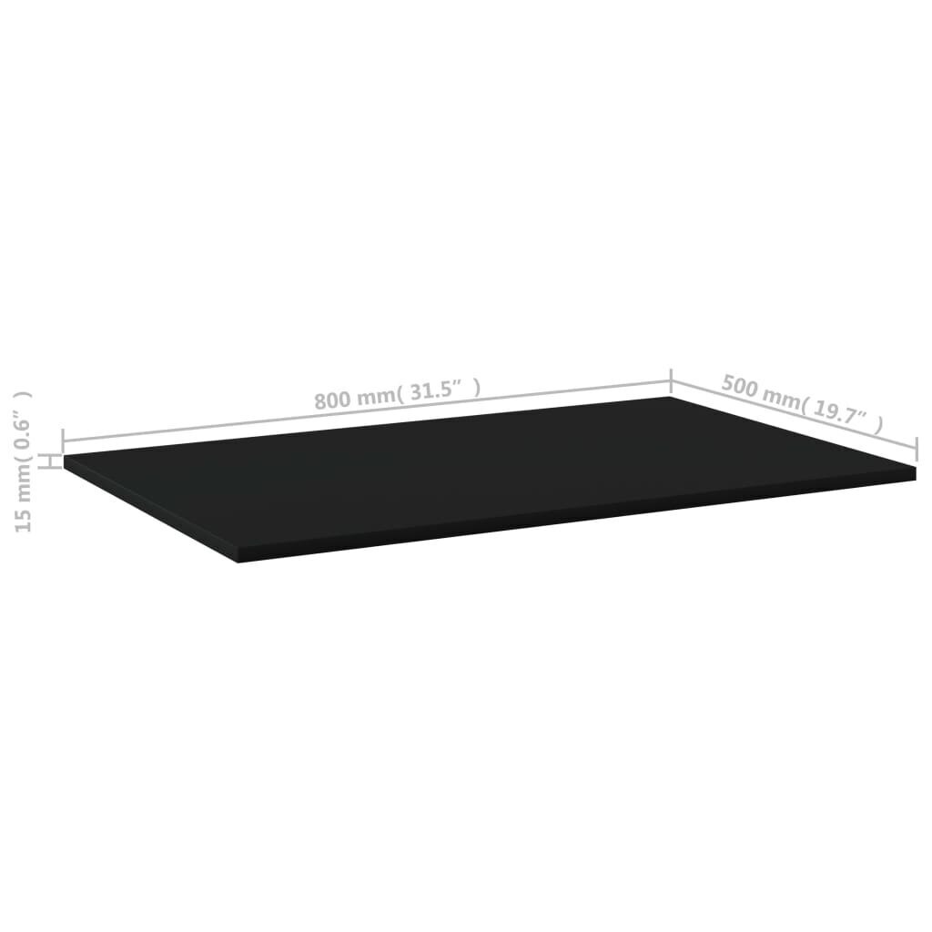 vidaXL Kirjahyllytasot 4 kpl musta 80x50x1,5 cm lastulevy hinta ja tiedot | Hyllyt | hobbyhall.fi