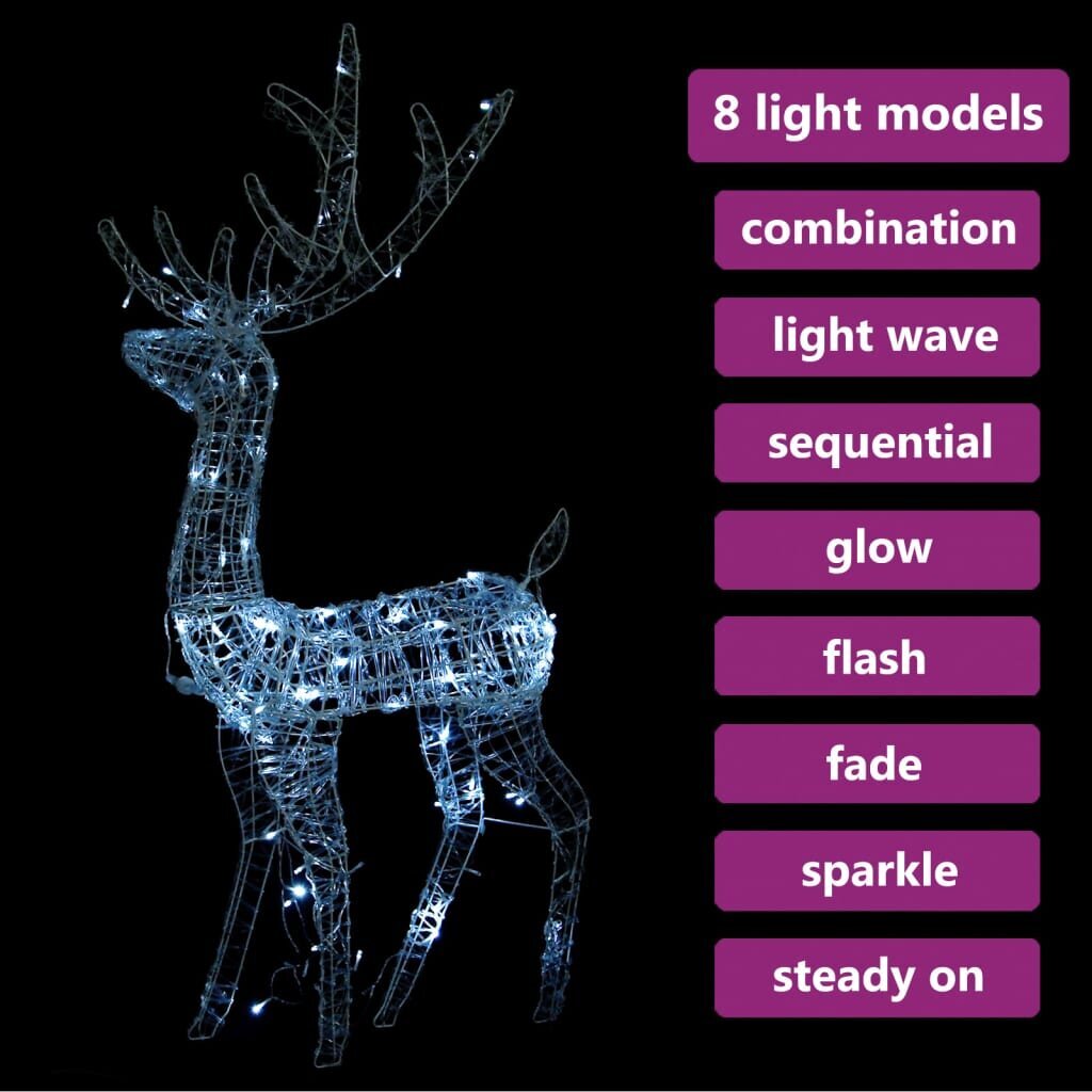 vidaXL Porojoulukoriste akryyli 140 LED-valoa 120 cm kylmä valkoinen hinta ja tiedot | Joulukoristeet | hobbyhall.fi