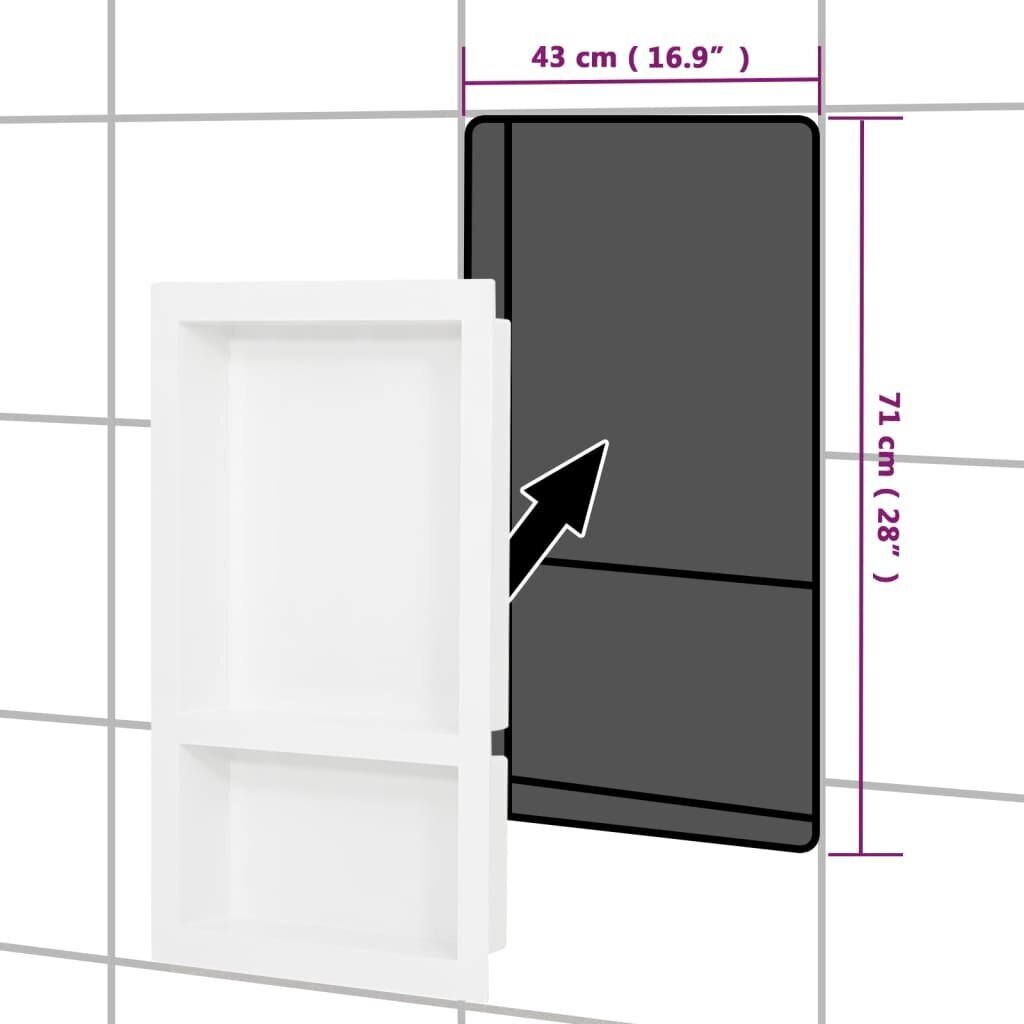 vidaXL Suihkusyvennys 2 osastolla korkeakiilto valkoinen 41x69x9 cm hinta ja tiedot | Kylpyhuoneen sisustus | hobbyhall.fi