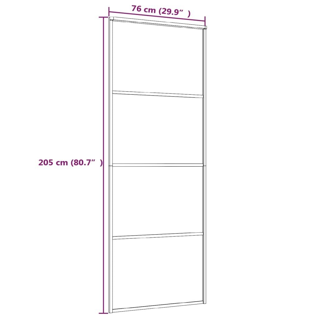 vidaXL Liukuovi ESG-lasi ja alumiini 76x205 cm valkoinen hinta ja tiedot | Sisäovet | hobbyhall.fi