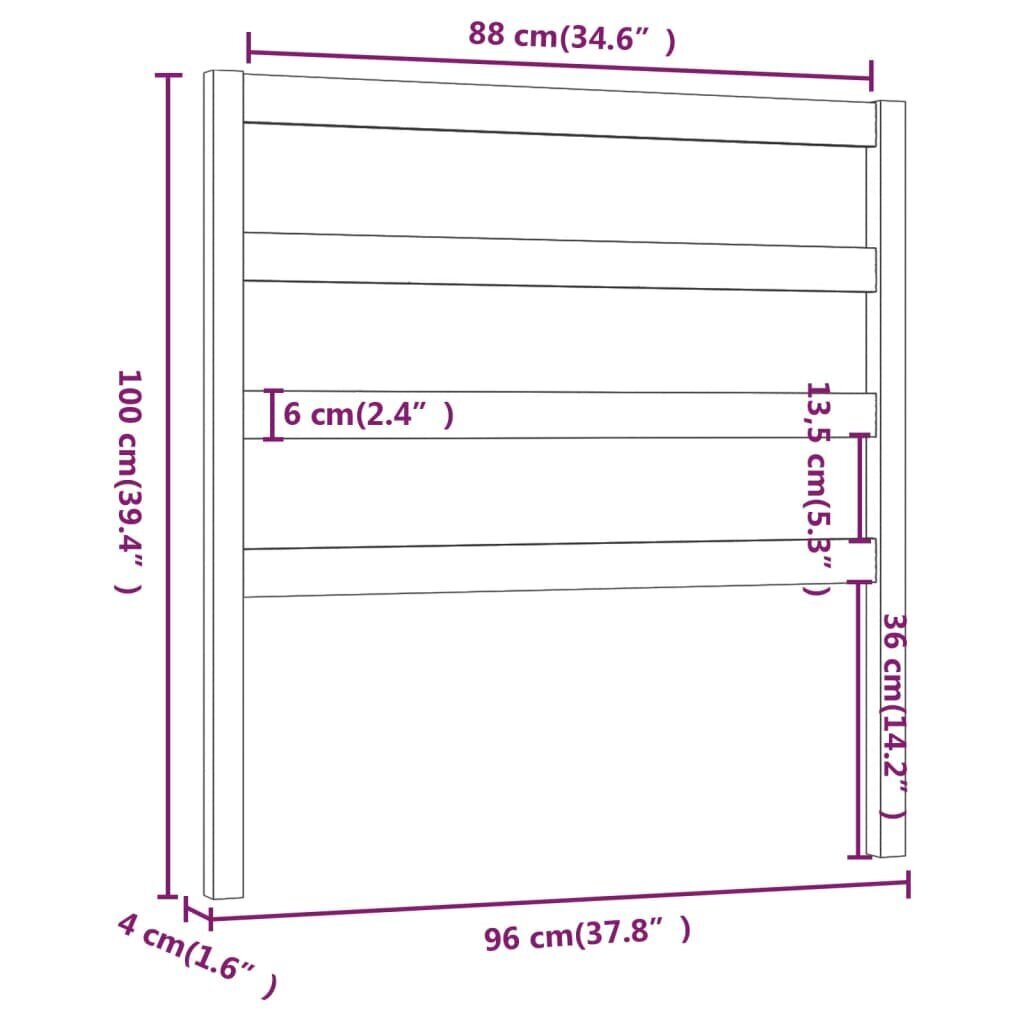 vidaXL Sängynpääty harmaa 96x4x100 cm täysi mänty hinta ja tiedot | Sängyt | hobbyhall.fi