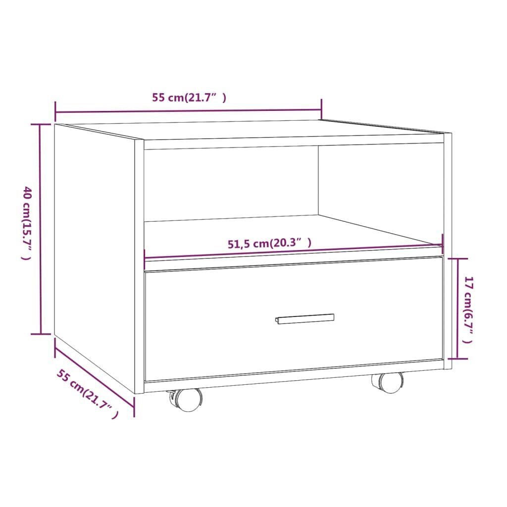 vidaXL Sohvapöytä ruskea tammi 55x55x40 cm tekninen puu hinta ja tiedot | Sohvapöydät | hobbyhall.fi