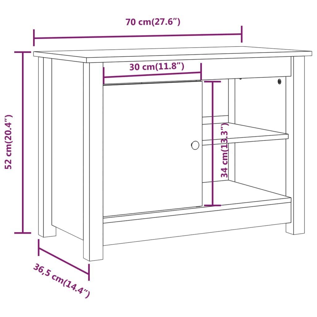 vidaXL TV-kaappi harmaa 70x36,5x52 cm täysi mänty hinta ja tiedot | TV-tasot | hobbyhall.fi